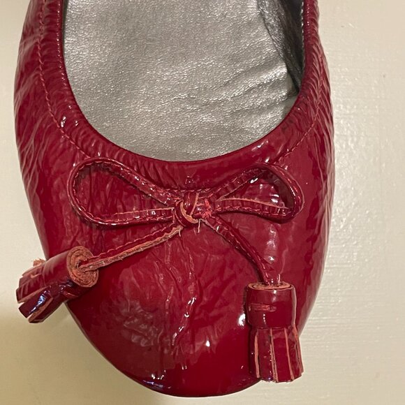 Cole Haan Nike Air Red Patent Leather Ballet Flats with Bow and Tassel Size 7B - Picture 13 of 15